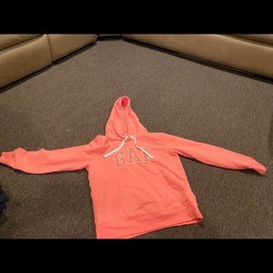 EUC GAP Girls M Hoodie Sweatshirt peachy orange pullover long sleeve warm